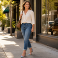 SolaceStride – Vintage Two-Tone Bow Heels with Adjustable Ankle Strap | elesira