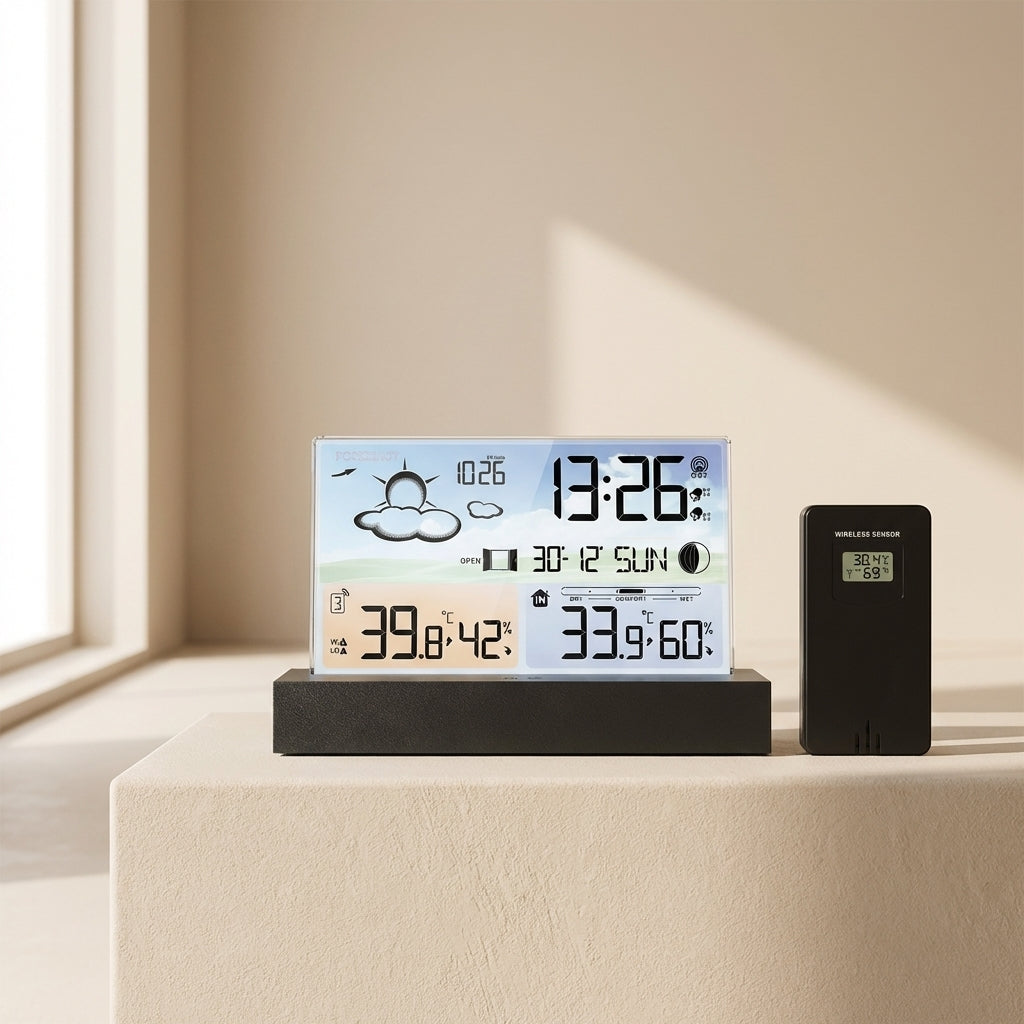 Horloge de bureau intelligente en acrylique avec alarme et affichage de la température | elesira