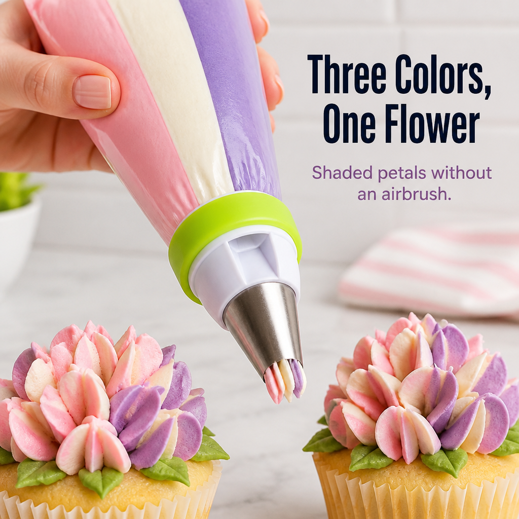 VividPetal | ひと絞りでベーカリー級のバタークリームフラワーを絞り出し | elesira