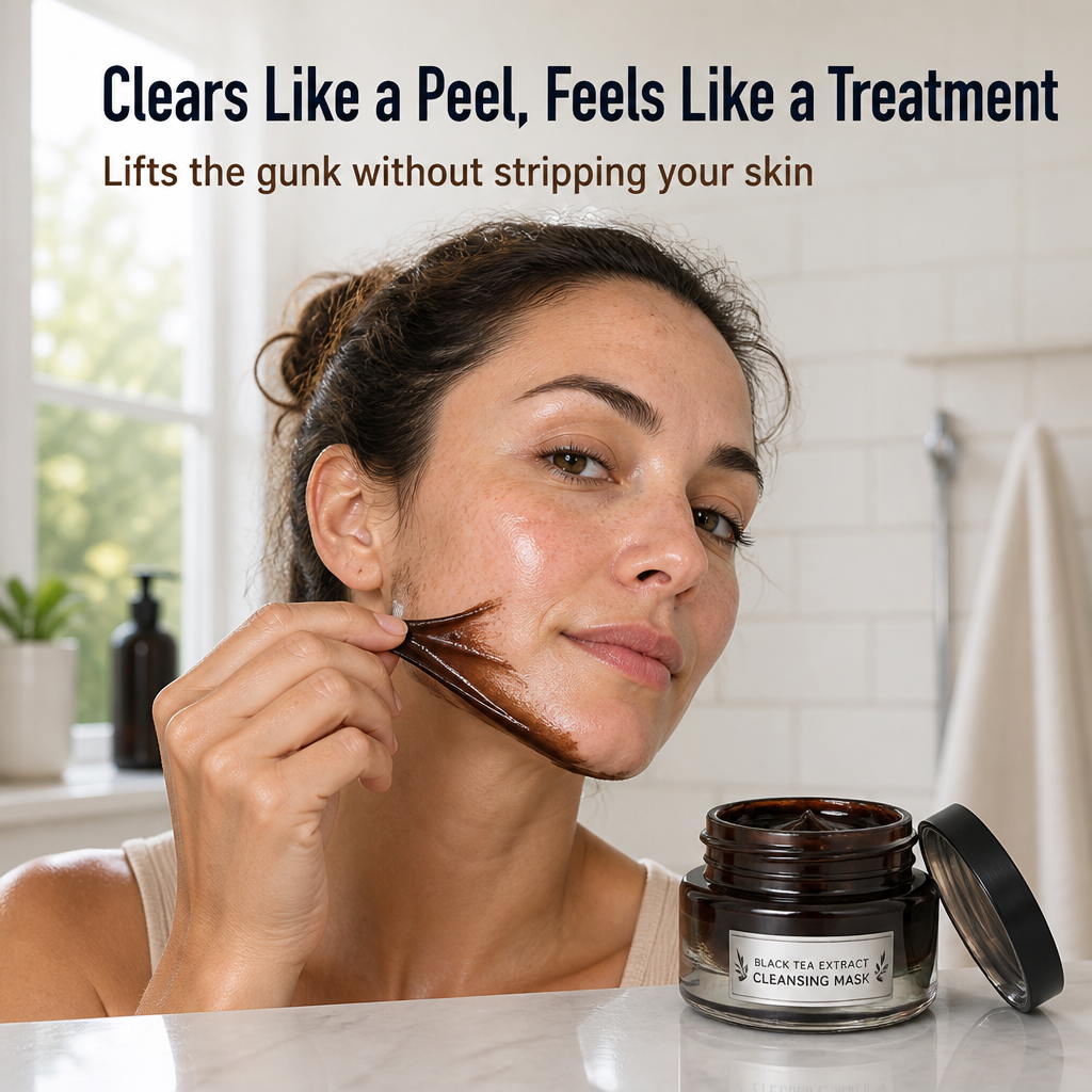VitaLuxe Black Tea Mask | أزل الشوائب وغذِّ البشرة في خطوة تقشير واحدة | elesira