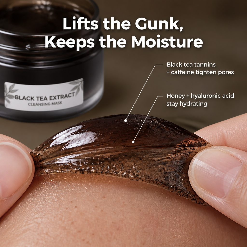 VitaLuxe Black Tea Mask | أزل الشوائب وغذِّ البشرة في خطوة تقشير واحدة | elesira