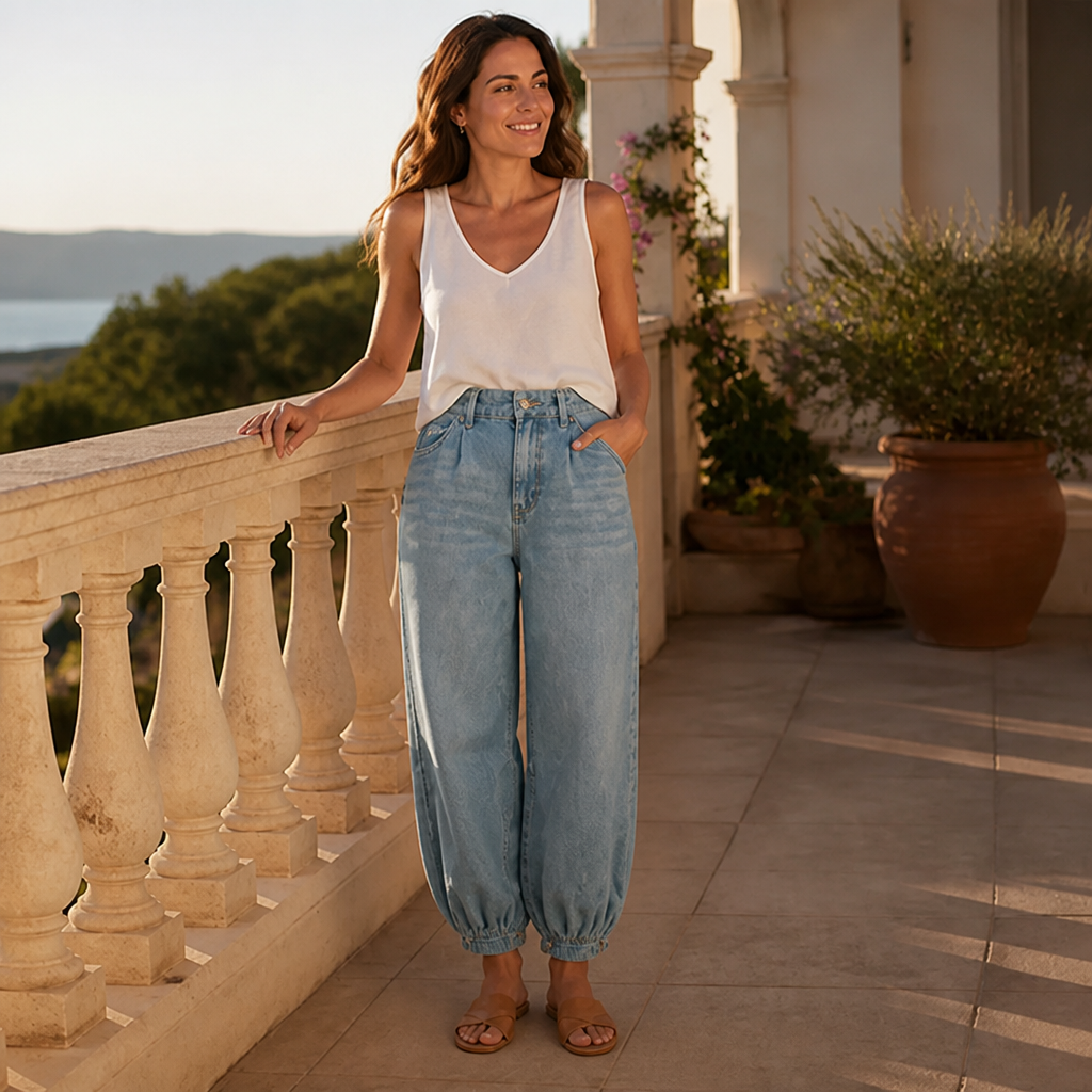 Vérova – Vintage jeans med høyt liv og vide ben, uten glippe i midjen | elesira