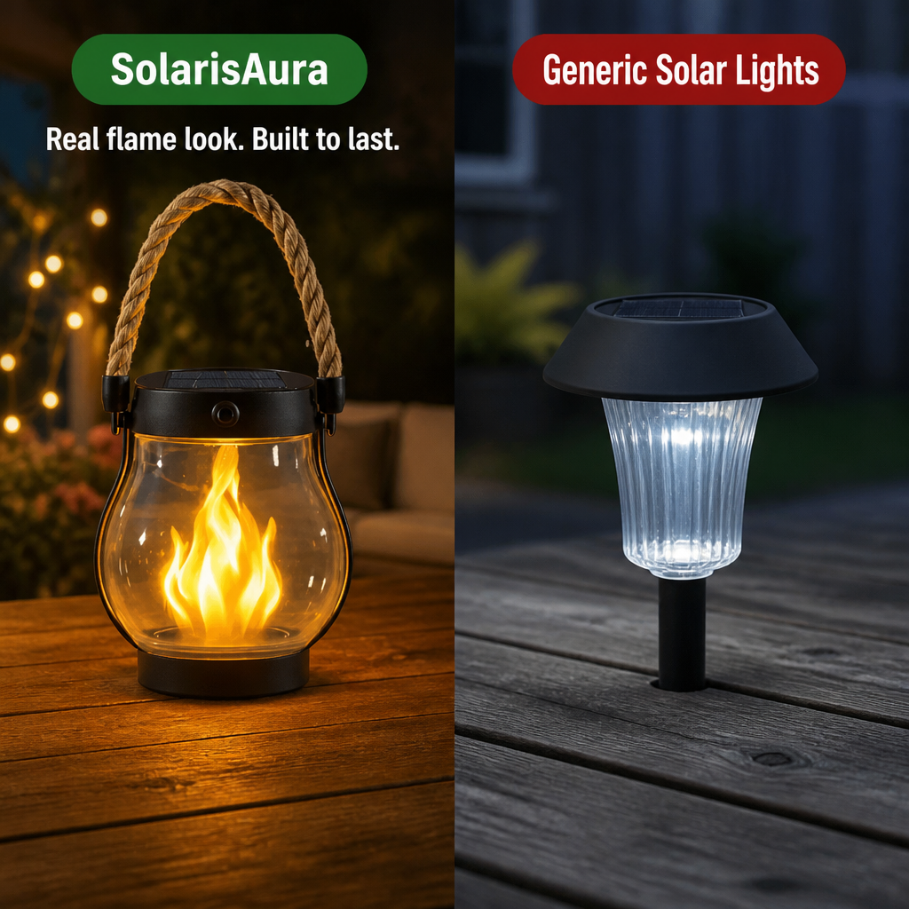 SolarisAura | האירו את הפטיו בזוהר של להבה אמיתית, ללא צורך בטעינה | elesira