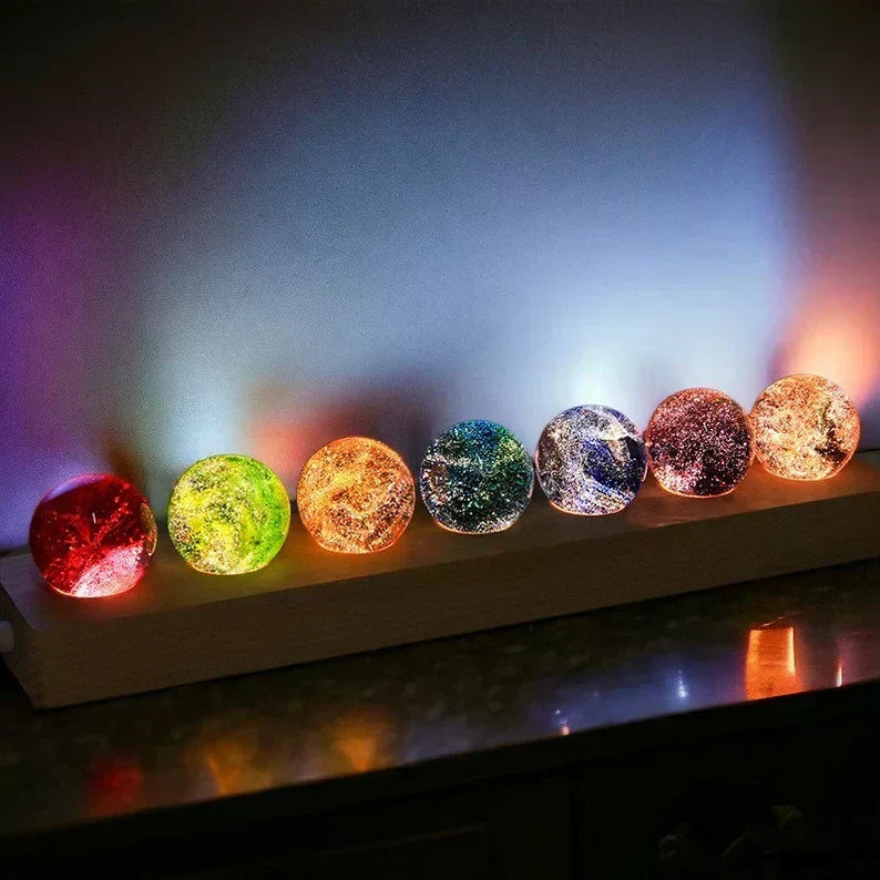 Celestial Glow Crystal Orbs – 7 Galaxy-Inspired Lights | elesira