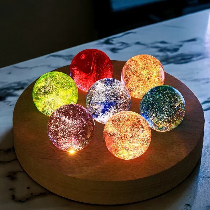 Celestial Glow Crystal Orbs – 7 Galaxy-Inspired Lights | elesira