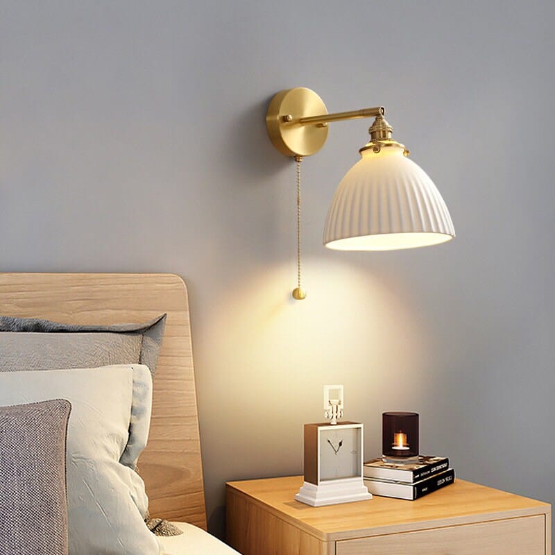 Handemade Ceramic Wall Light in Pleated Cup Shape - Bulb Included | elesira