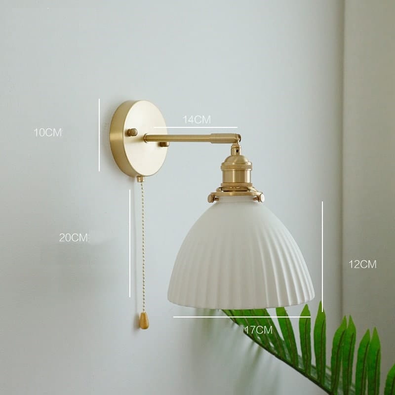 Handemade Ceramic Wall Light in Pleated Cup Shape - Bulb Included | elesira