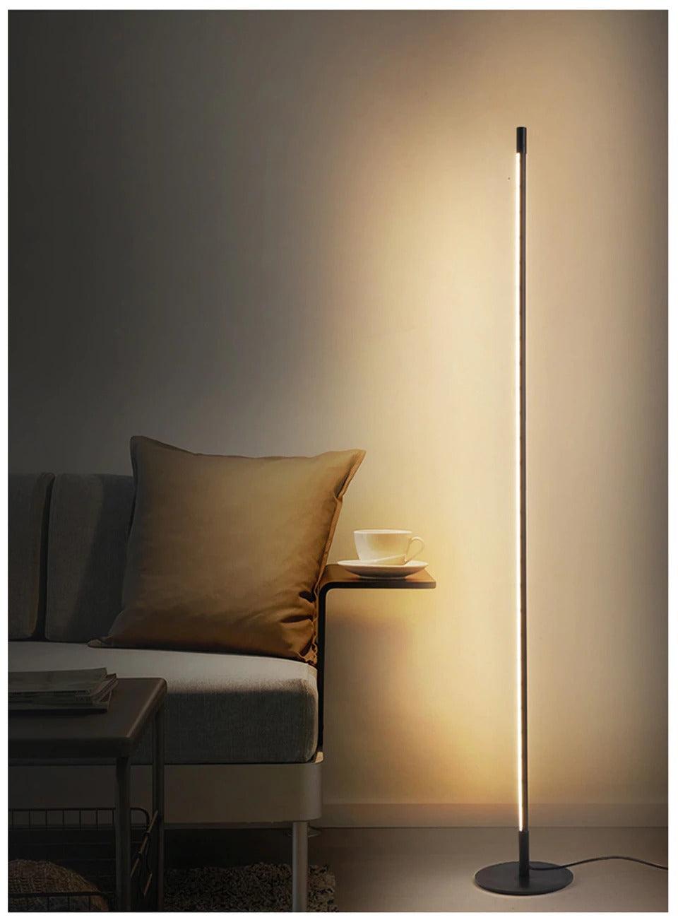 LumaNova Modern Floor Lamp With Integrated LED Tube And Round Stand | elesira