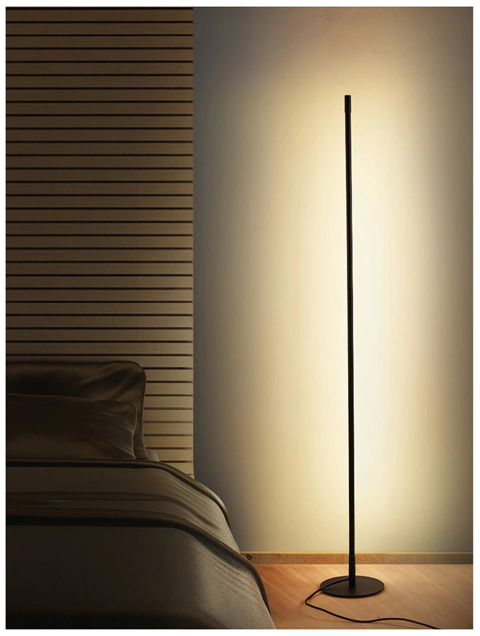 LumaNova Modern Floor Lamp With Integrated LED Tube And Round Stand | elesira