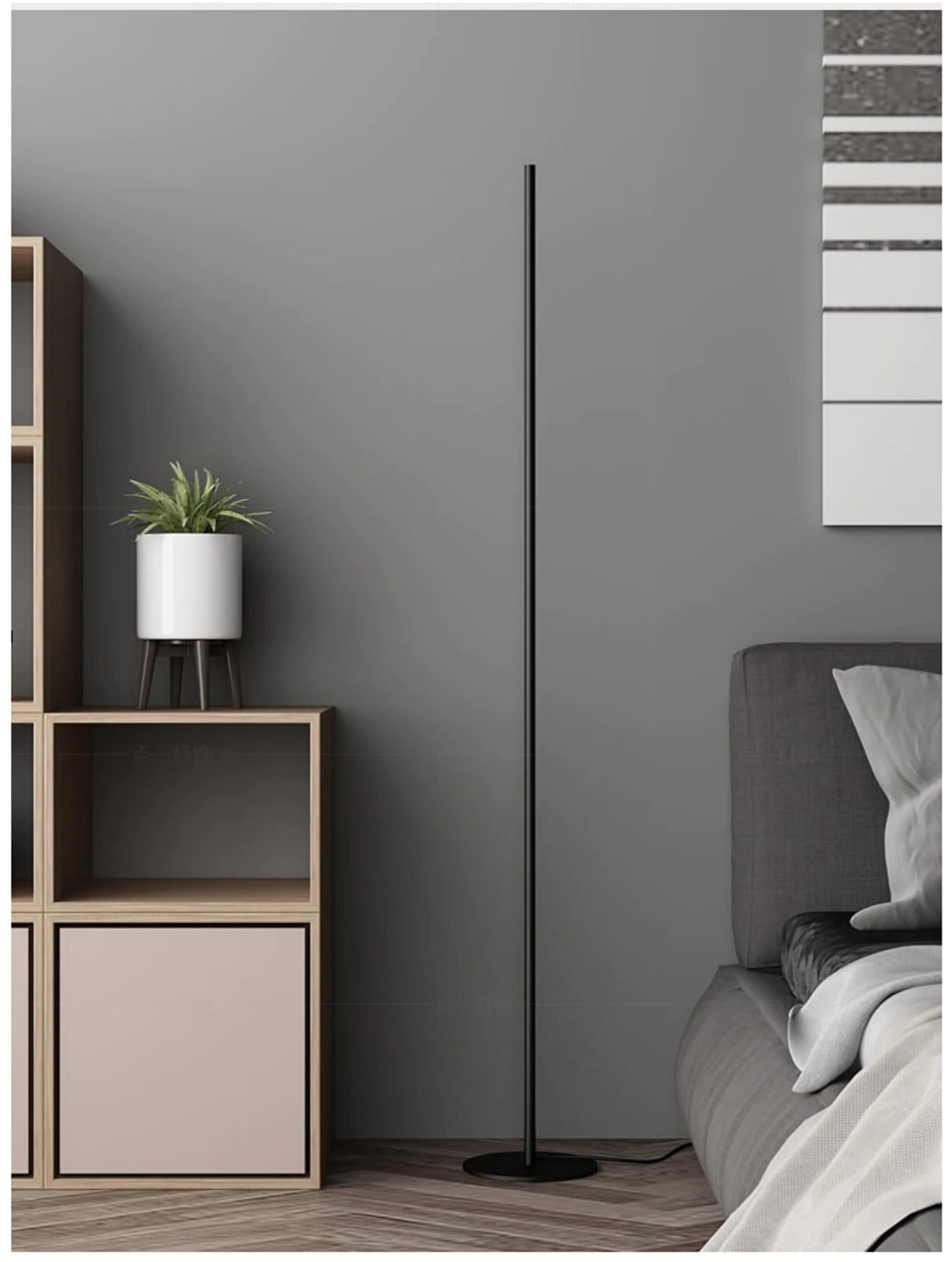 LumaNova Modern Floor Lamp With Integrated LED Tube And Round Stand | elesira