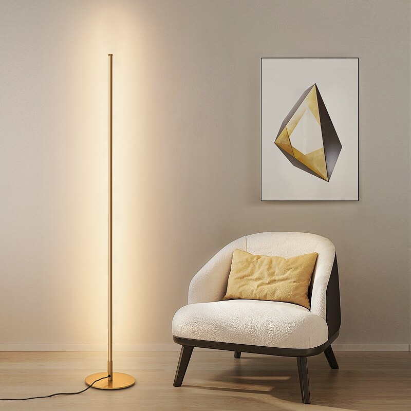 LumaNova Modern Floor Lamp With Integrated LED Tube And Round Stand | elesira