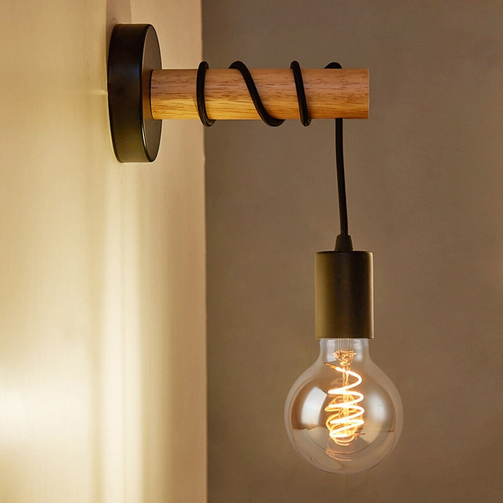 Lámpara de pared industrial negra para mesita de noche | elesira