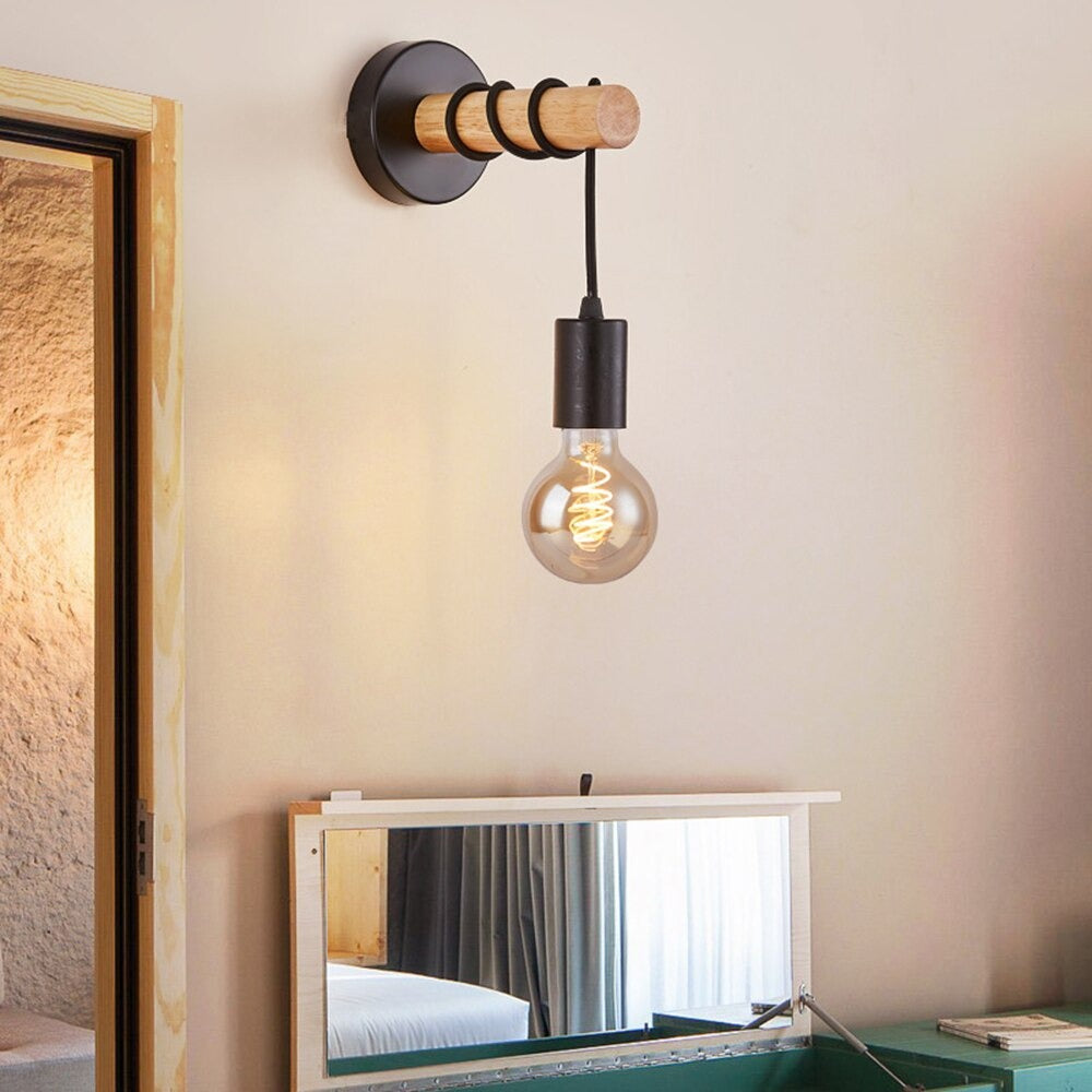 Lámpara de pared industrial negra para mesita de noche | elesira