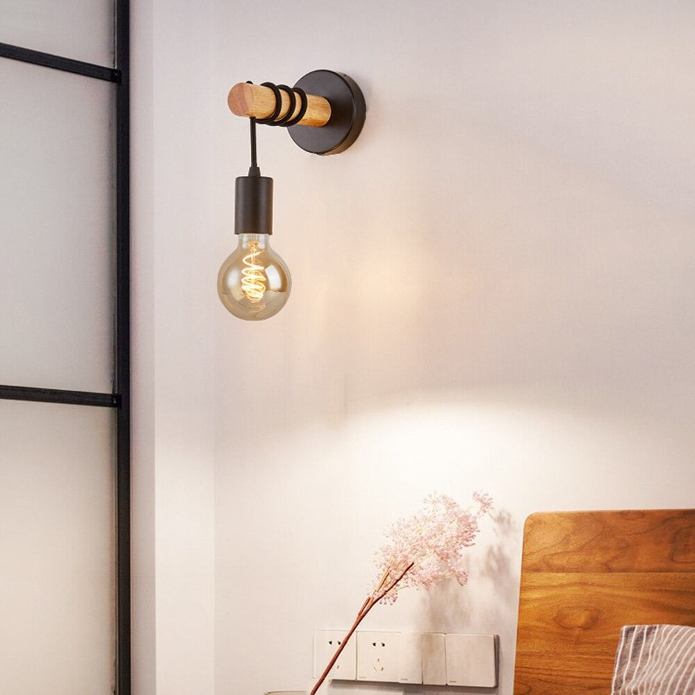 Lámpara de pared industrial negra para mesita de noche | elesira