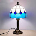 Blå vintage-sängbordslampa i Tiffany-stil med mosaikdesign | elesira