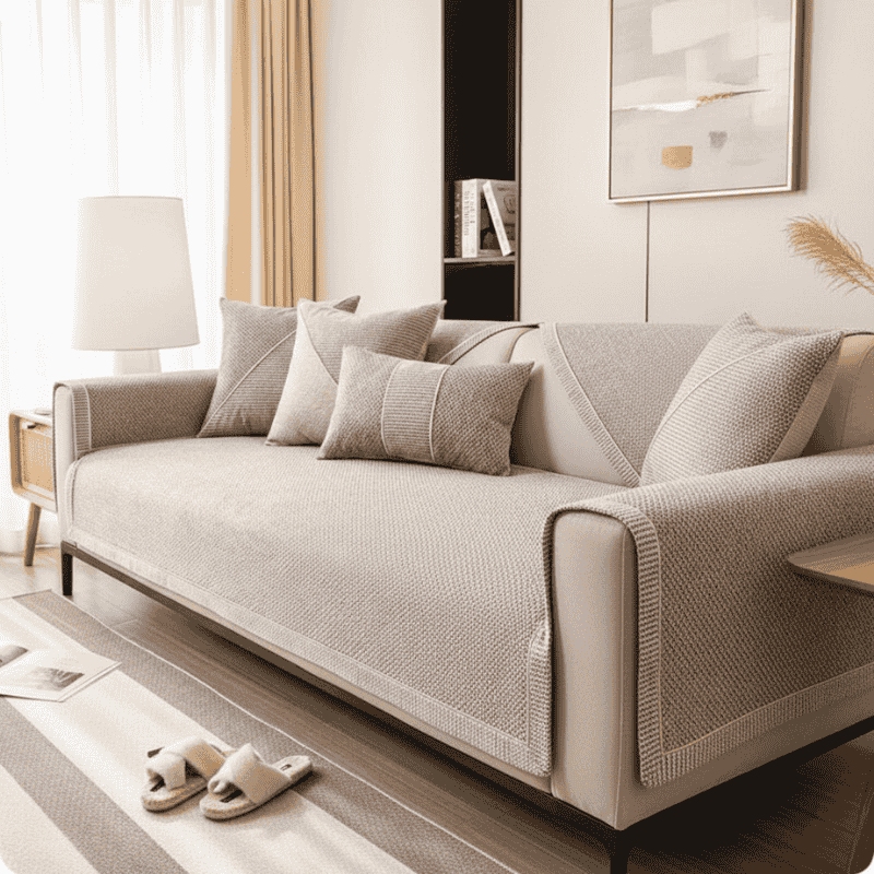 Egész évben kényelmes, csúszásmentes pamut-len kanapéhuzatunk | elesira