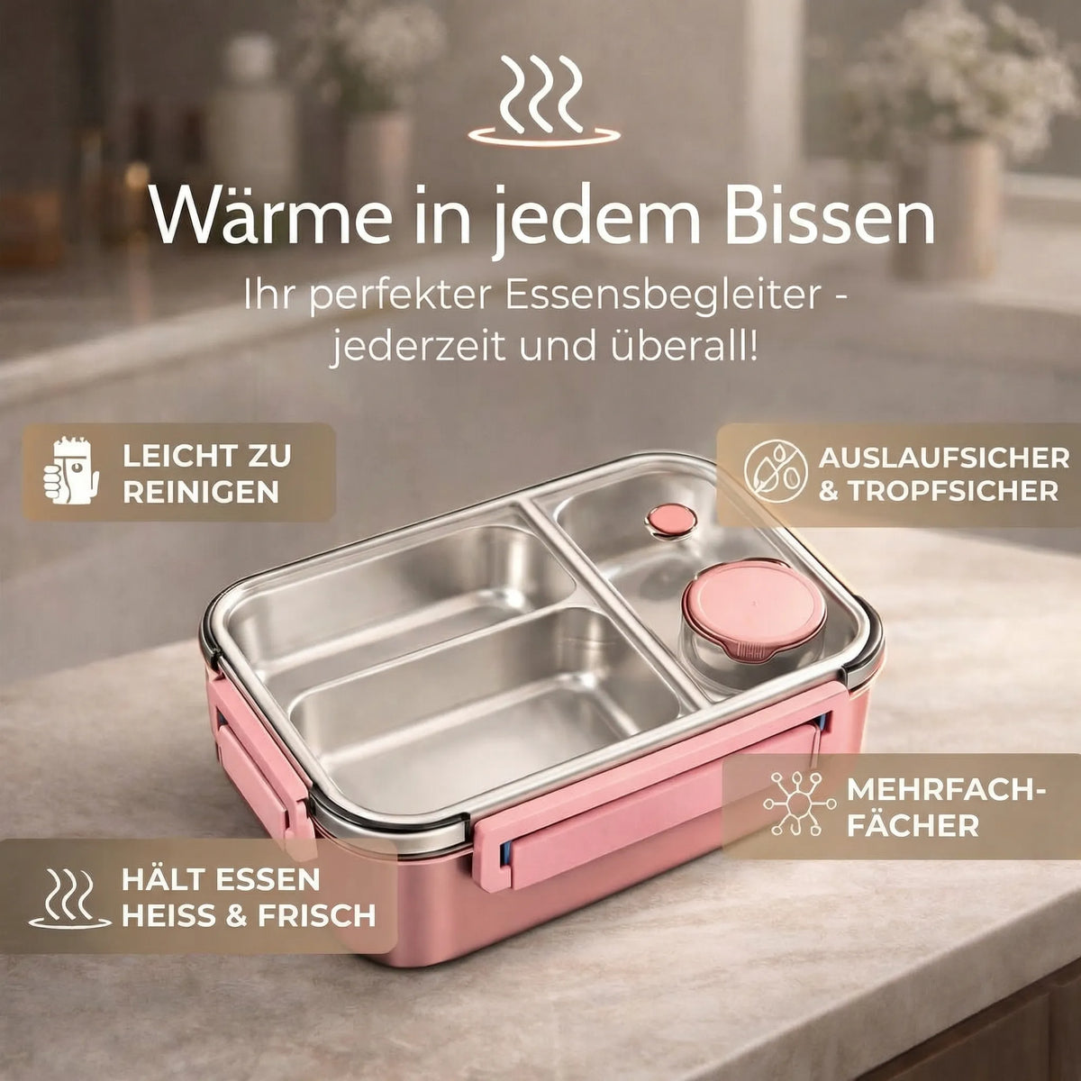 SmartSeal - nerezový obědový box s přihrádkami | elesira