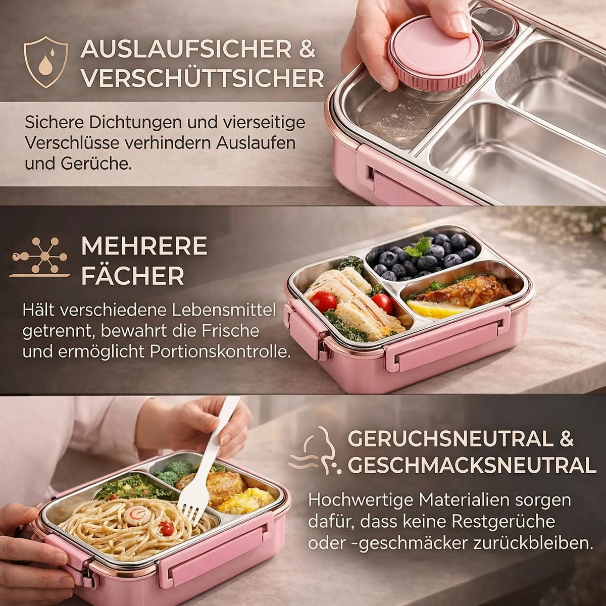SmartSeal - nerezový obědový box s přihrádkami | elesira