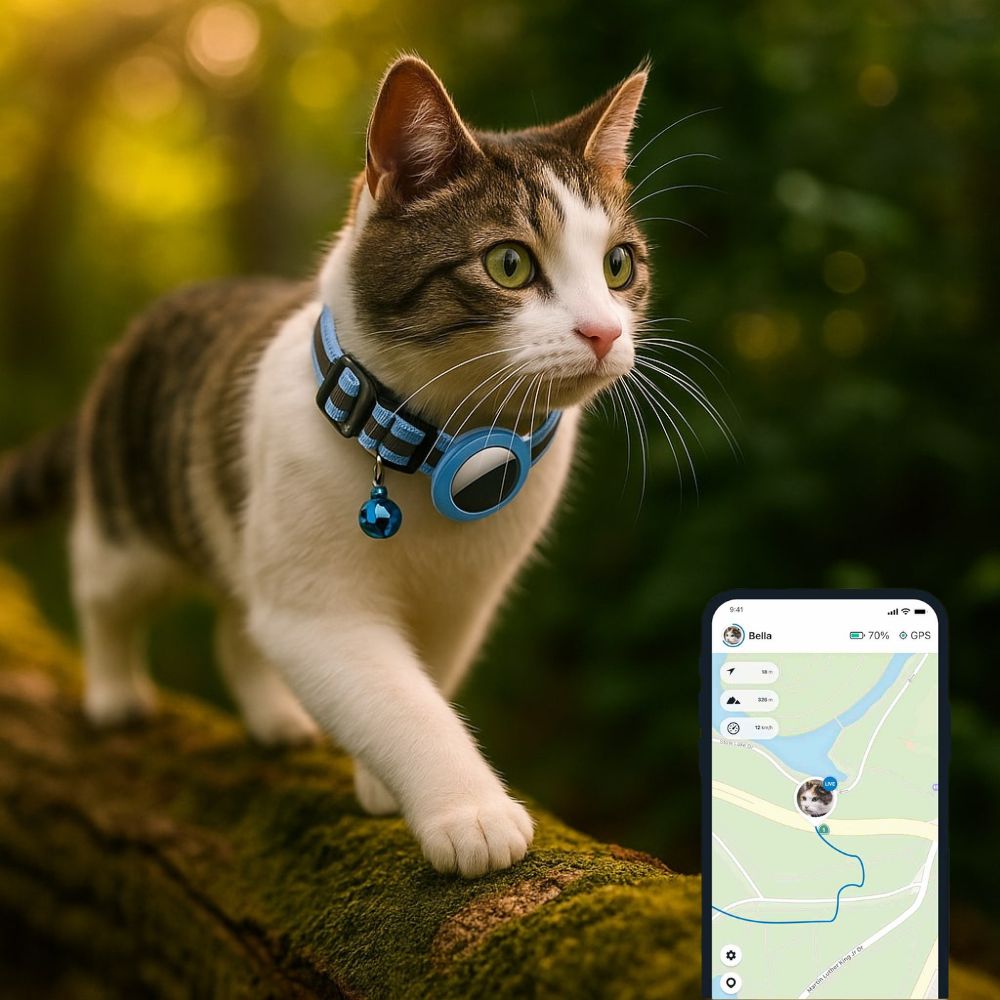 Slimme kattenhalsband met gps-tracker en bel - PetSecure | elesira