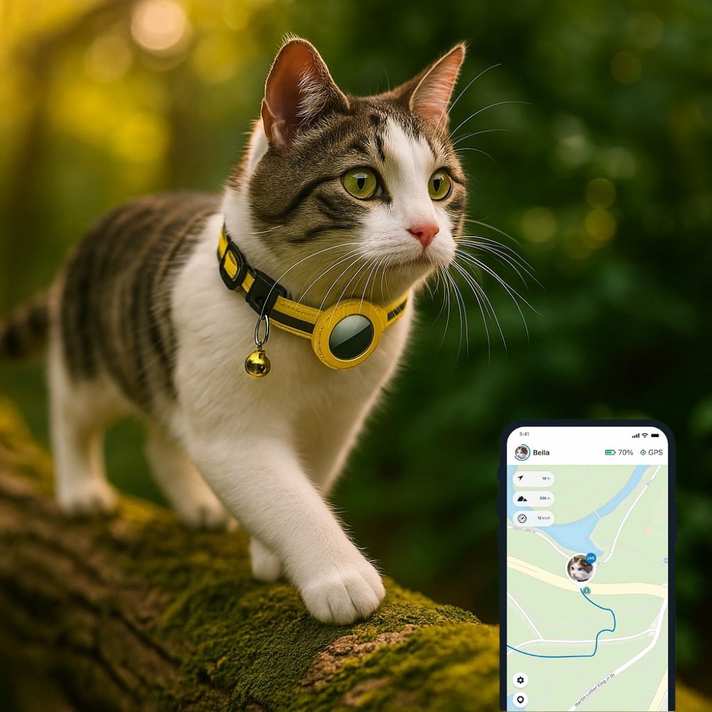 GPSトラッカー＆ベル付きスマート猫用首輪 - PetSecure | elesira