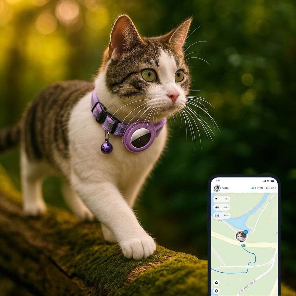 Slimme kattenhalsband met gps-tracker en bel - PetSecure | elesira