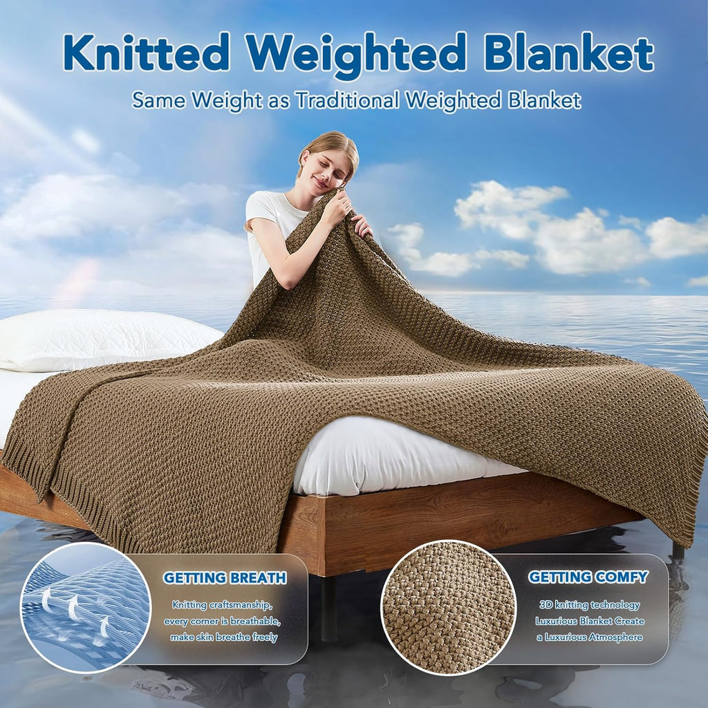 Cozy Comfort Weighted Knitted Blanket With Cooling Microfiber For All Season Relaxation - Elesira