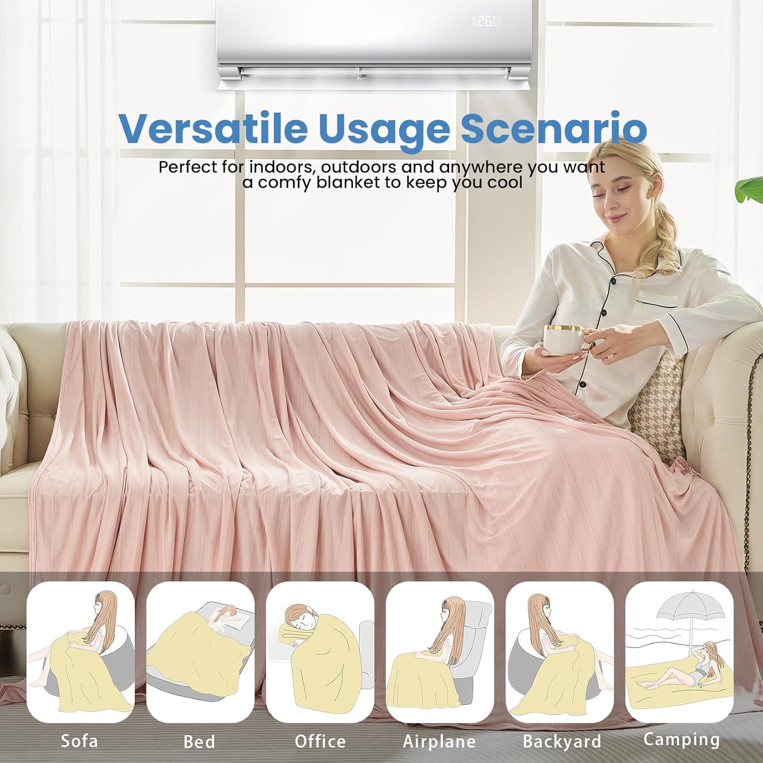Cooling Blanket Lightweight Summer Comfort For Hot Sleepers And Night Sweats On Bed - Elesira