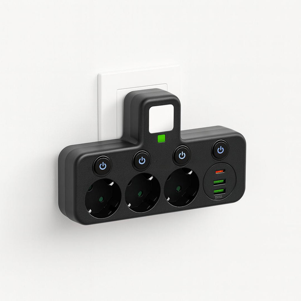 Chytrá prodlužovací zásuvka s USB porty a vypínačem - nabíjejte více zařízení | elesira