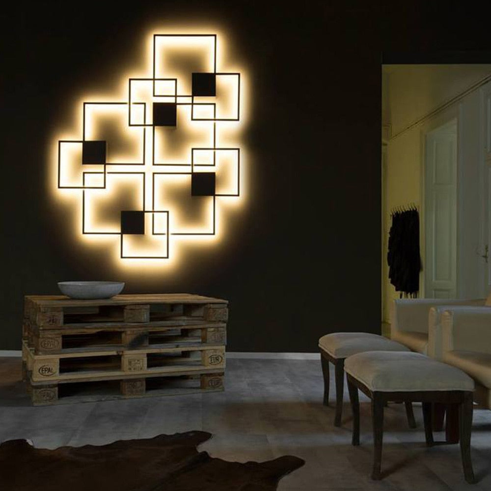 Lampada decorativa da parete quadrata bianconera | elesira
