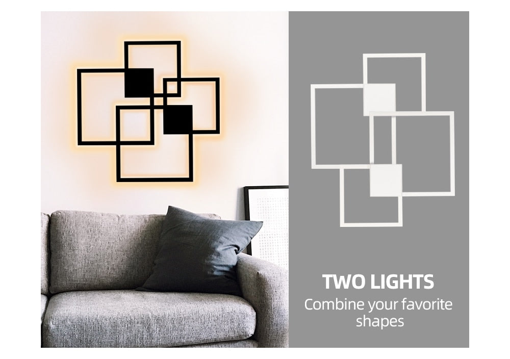 Lampada decorativa da parete quadrata bianconera | elesira