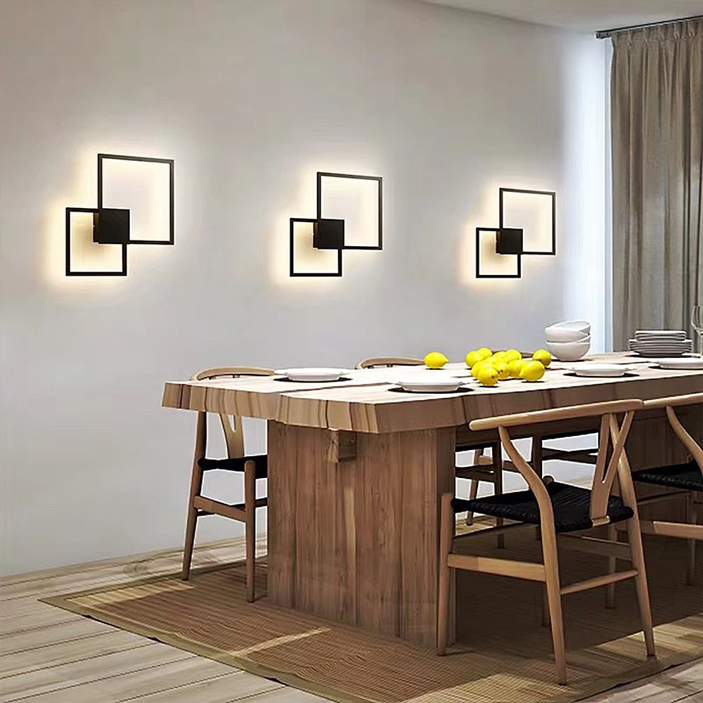 Lampada decorativa da parete quadrata bianconera | elesira