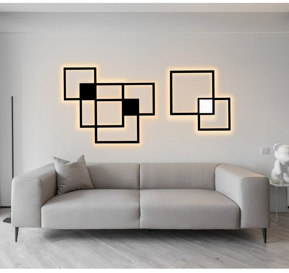 Lampada decorativa da parete quadrata bianconera | elesira