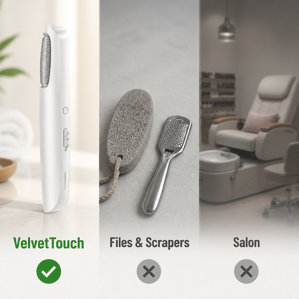 VelvetTouch | Elimine os calcanhares gretados e tenha pés suaves em minutos | elesira