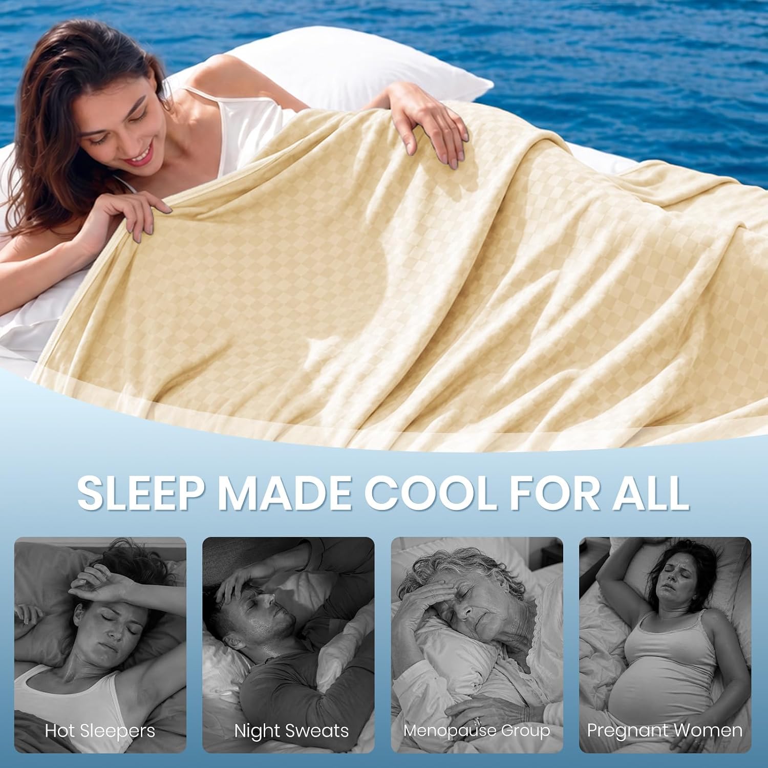 Chill Comfort Kühldecke mit leichtem, weichem Stoff für Menschen, denen nachts warm ist – Elesira