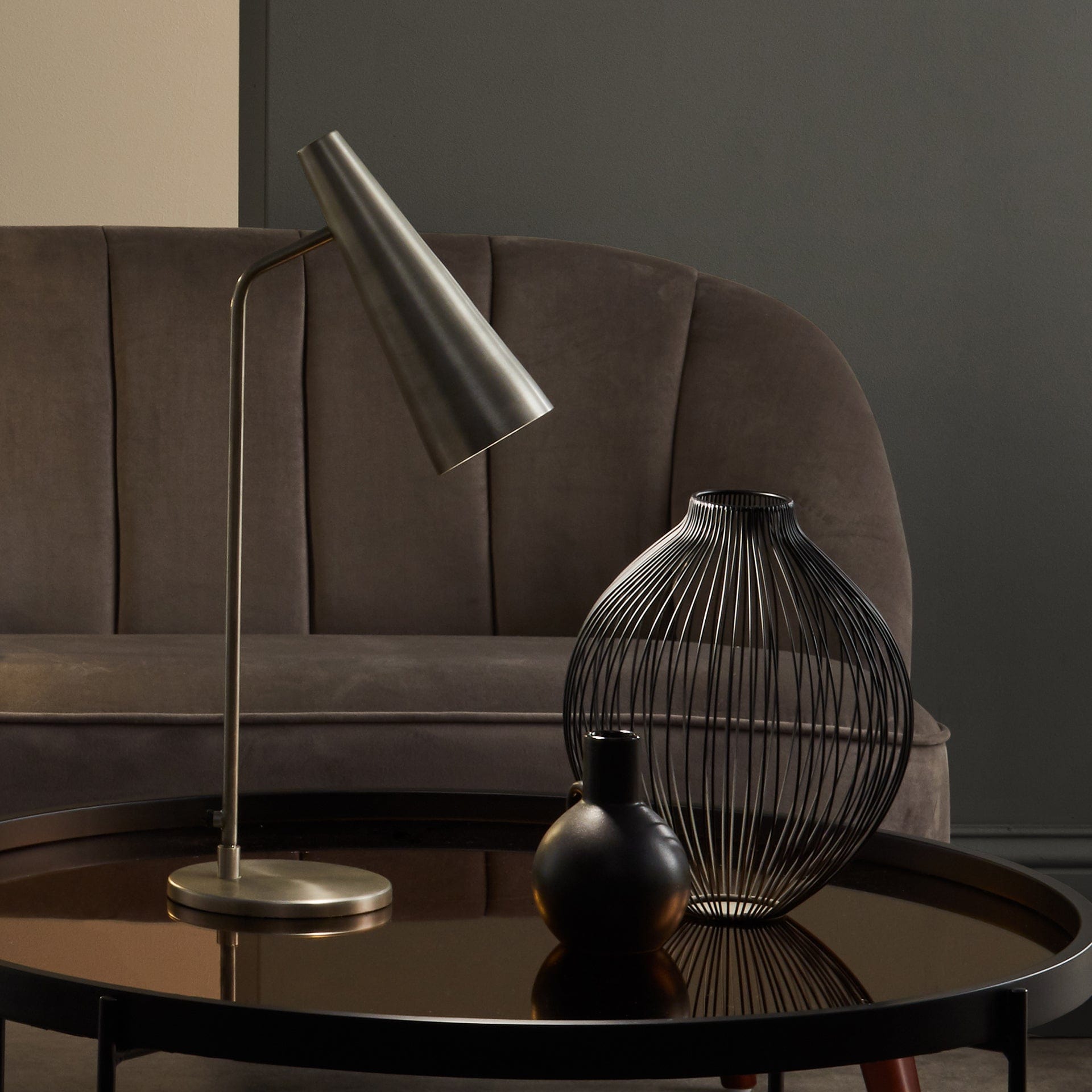 Alexa Antique Silver Conical Task Table Lamp | elesira