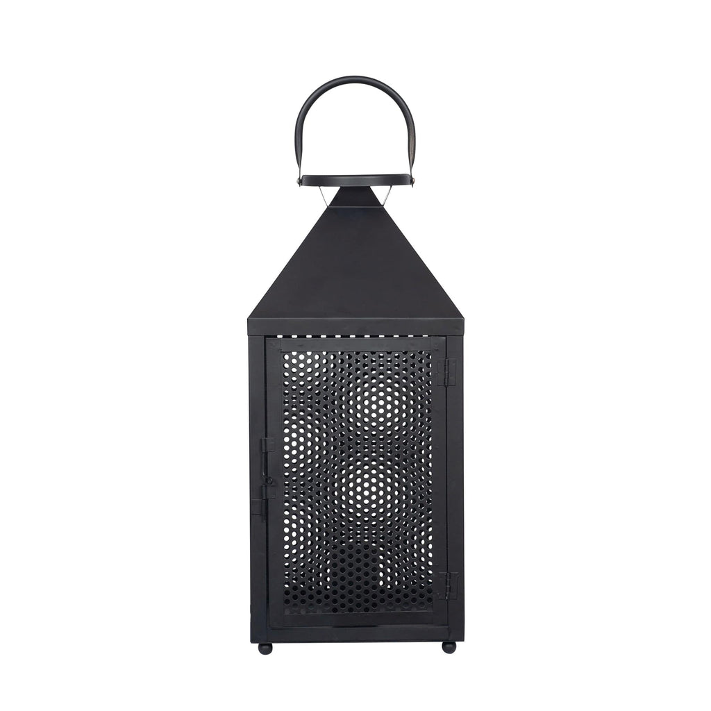 Heathfield Matt Black Punched Lantern Table Lamp | elesira