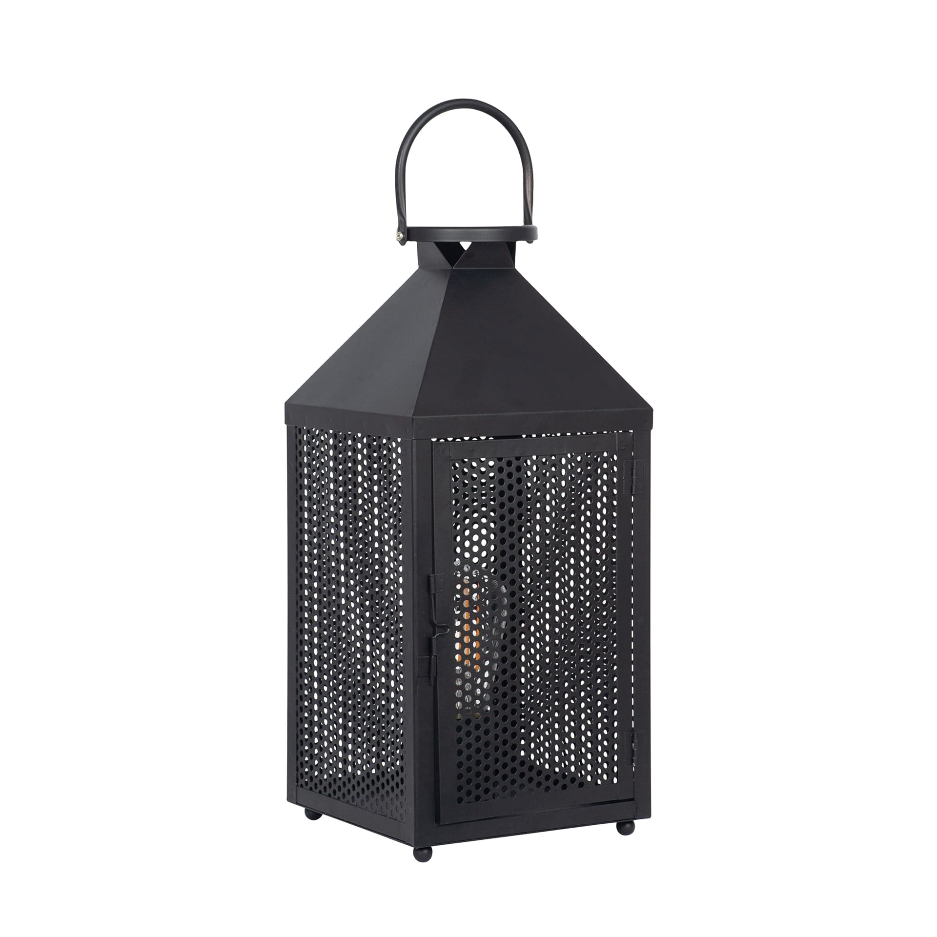 Heathfield Matt Black Punched Lantern Table Lamp | elesira