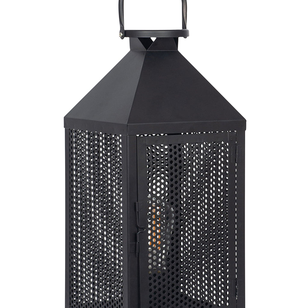 Heathfield Matt Black Punched Lantern Table Lamp | elesira
