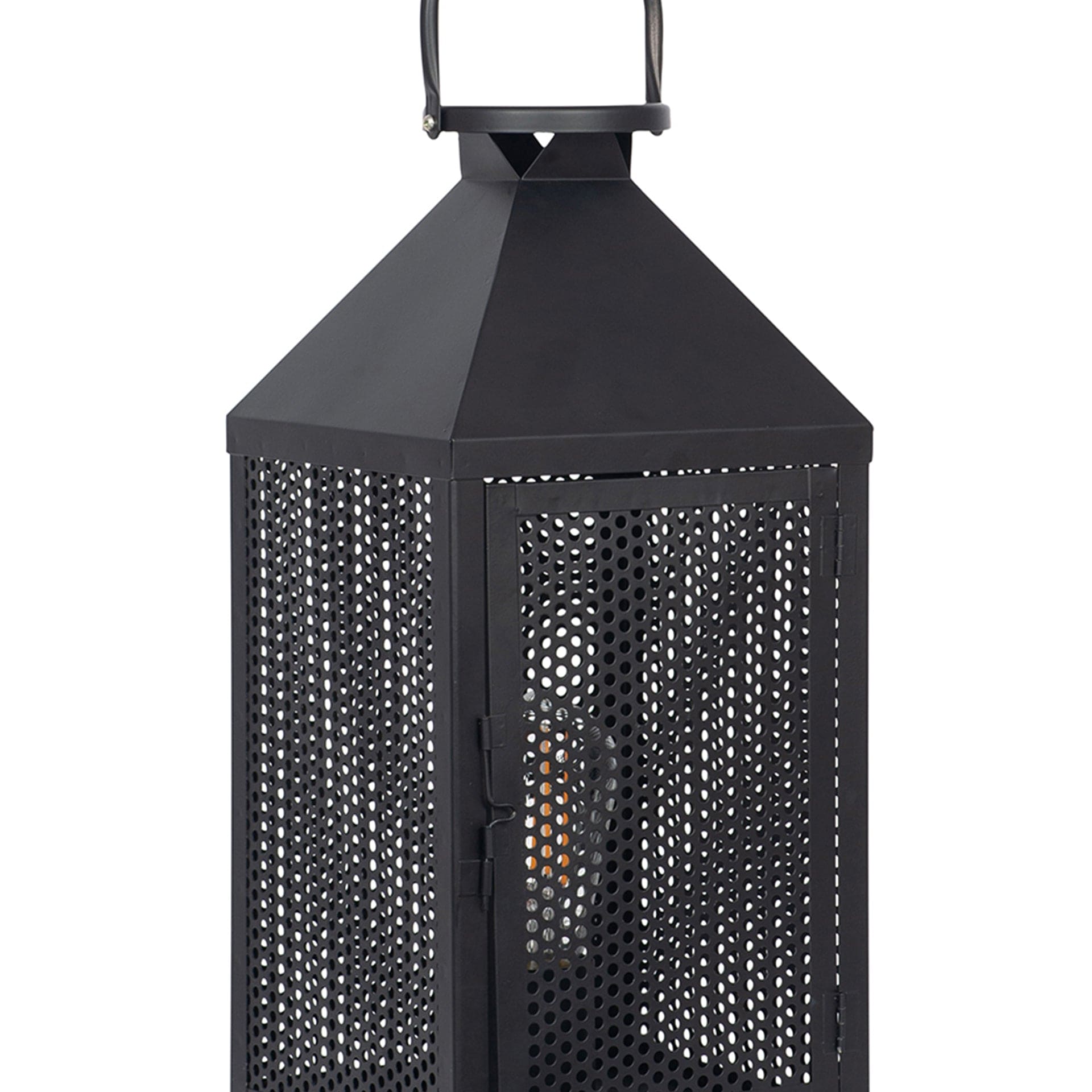Heathfield Matt Black Punched Lantern Table Lamp | elesira