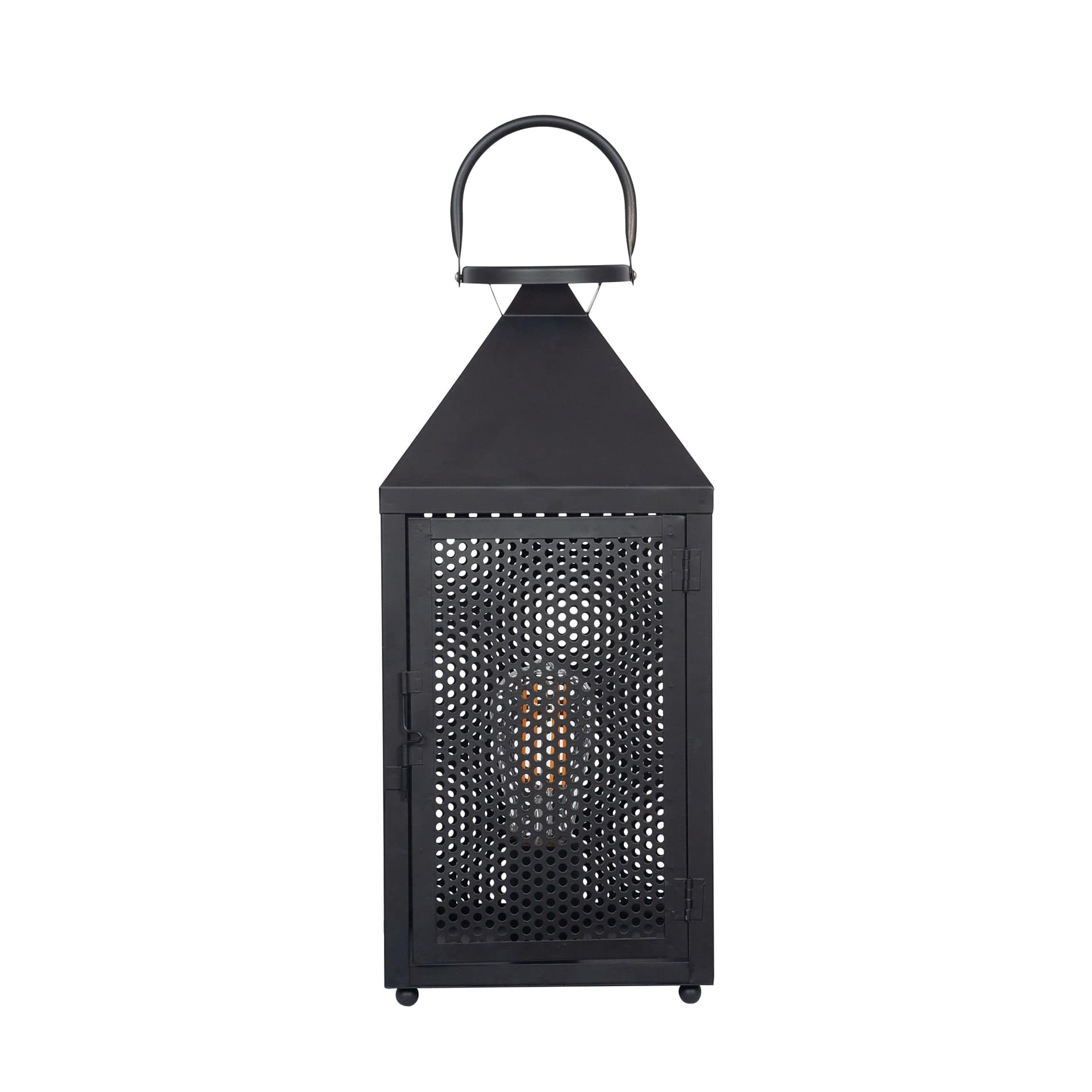 Heathfield Matt Black Punched Lantern Table Lamp | elesira