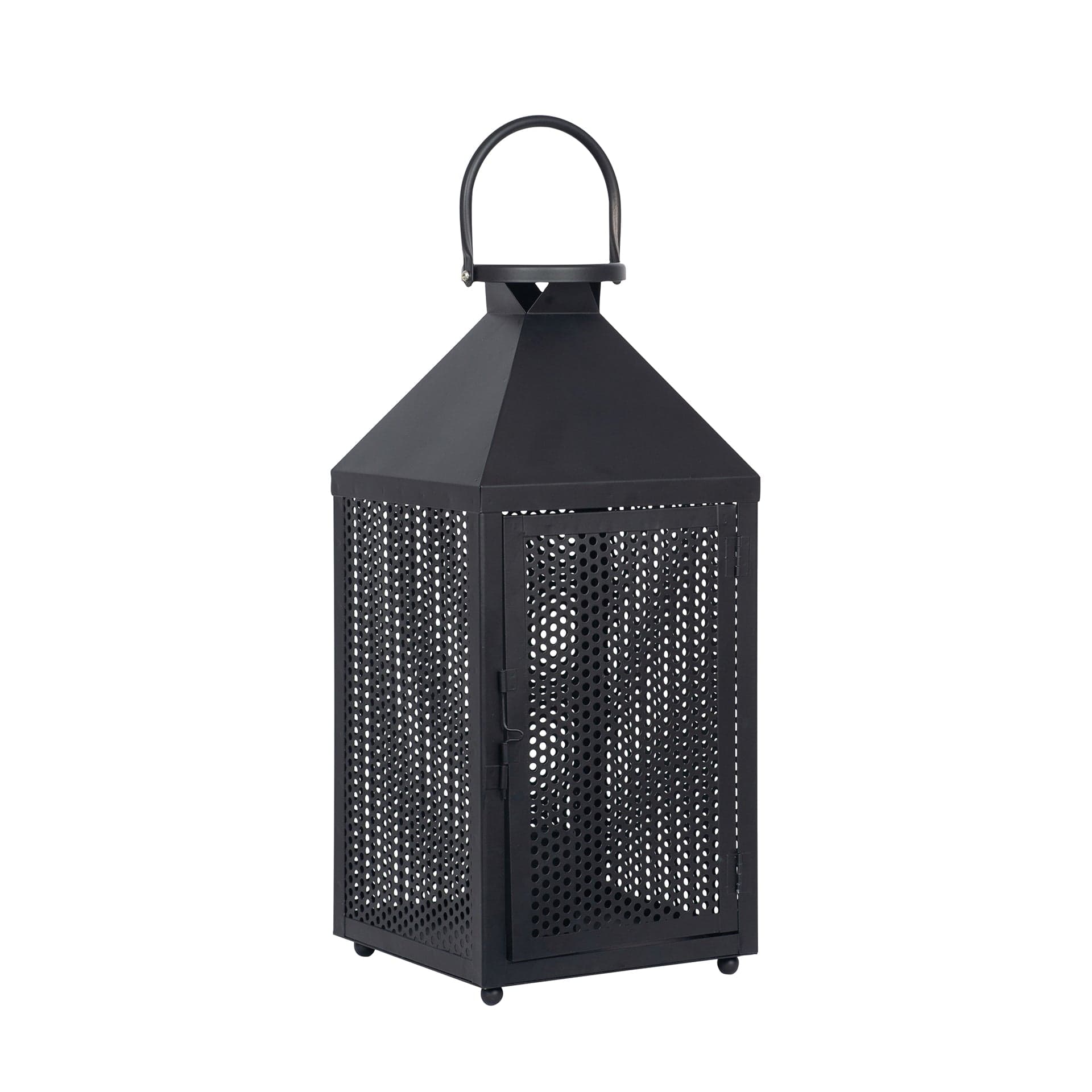 Heathfield Matt Black Punched Lantern Table Lamp | elesira