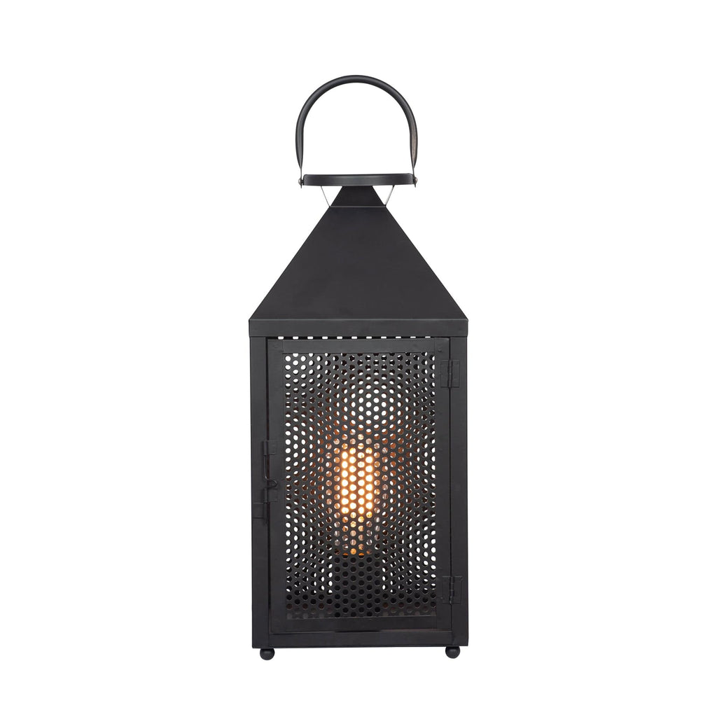 Heathfield Matt Black Punched Lantern Table Lamp | elesira