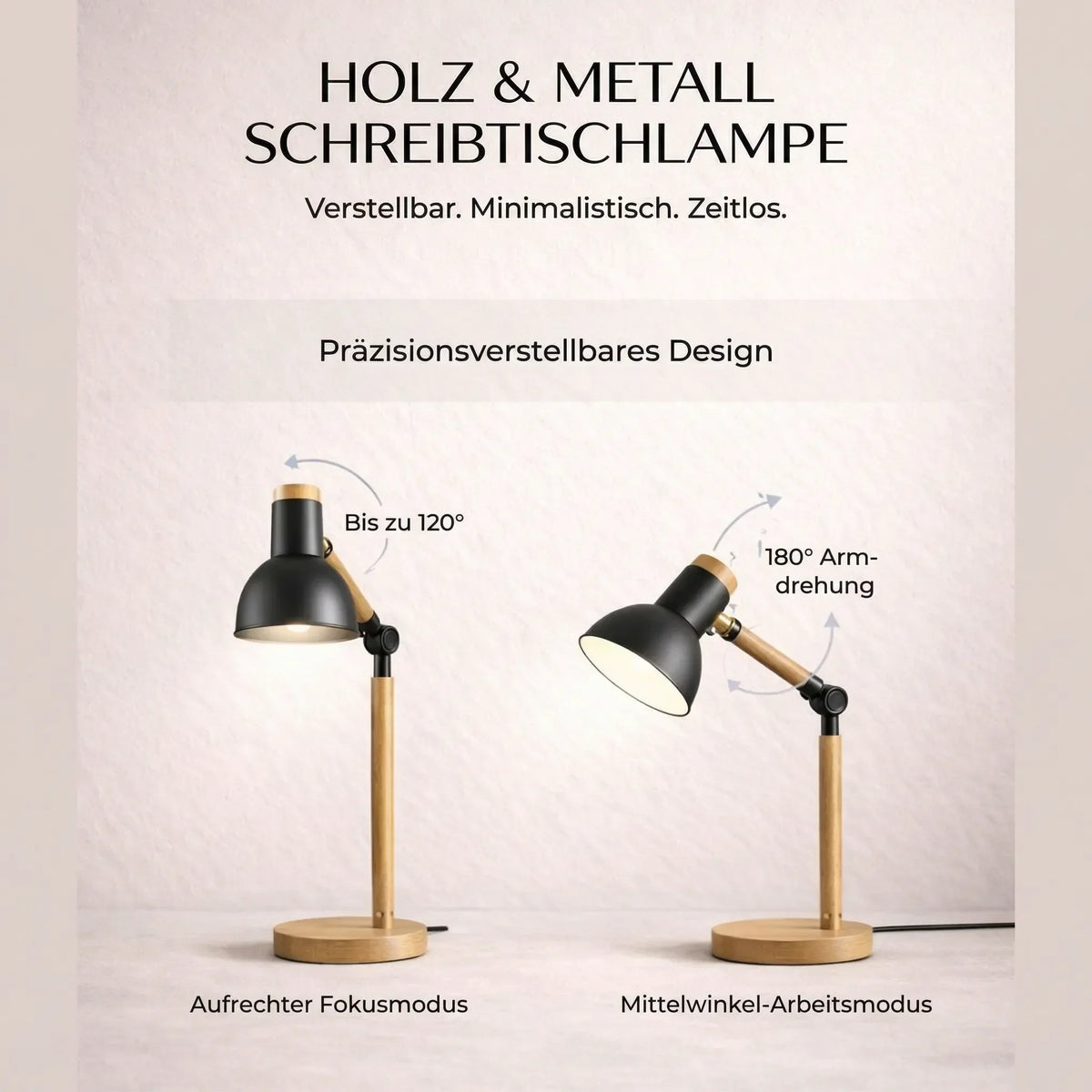 Wooden Desk Lamp - Adjustable Lighting for Any Space | elesira