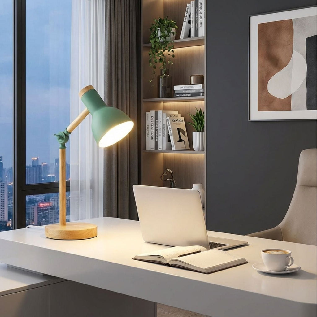 Wooden Desk Lamp - Adjustable Lighting for Any Space | elesira