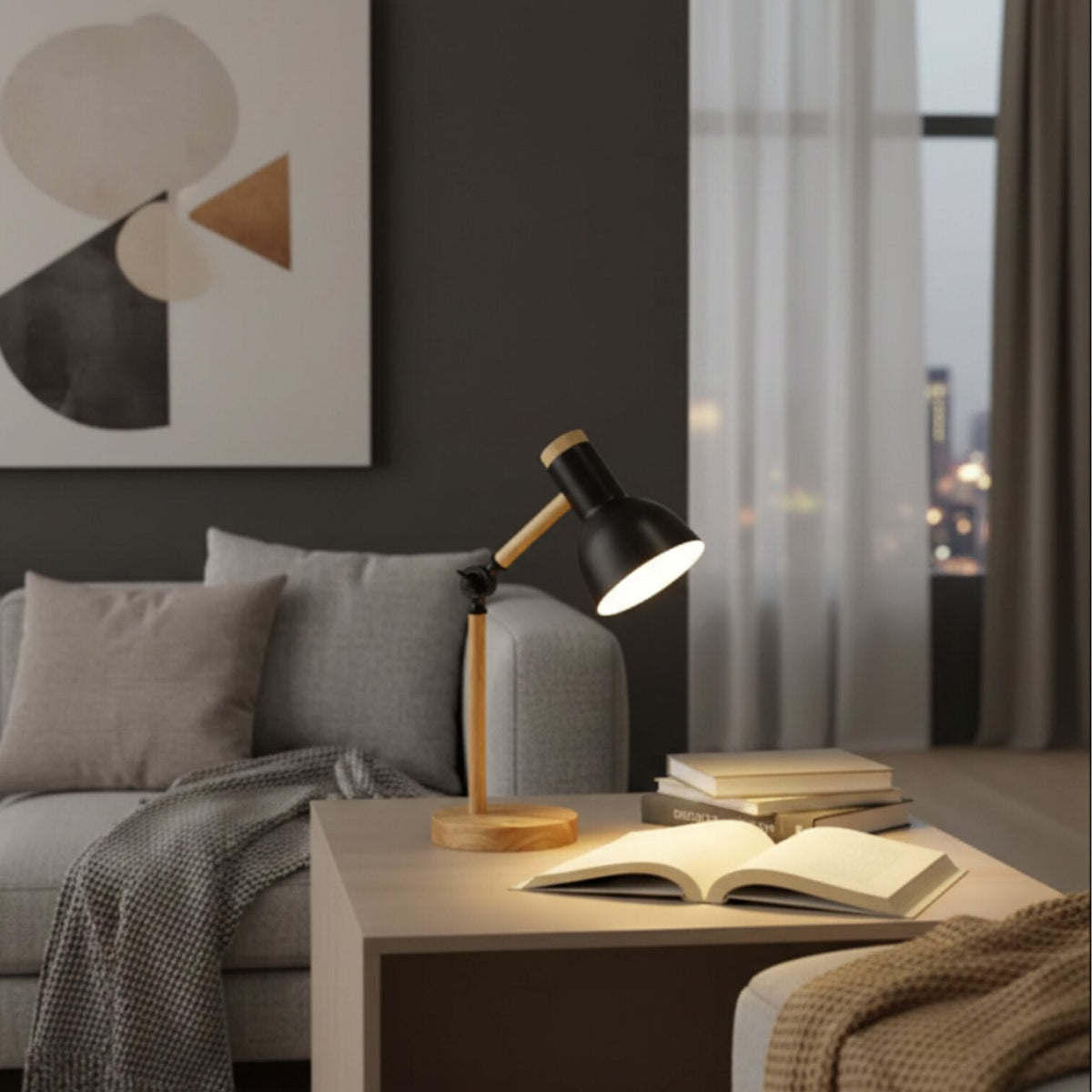 Wooden Desk Lamp - Adjustable Lighting for Any Space | elesira