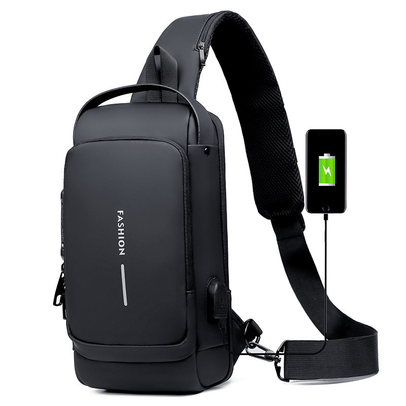 Waterproof and Theft-Resistant Shoulder Bag with USB Port | elesira