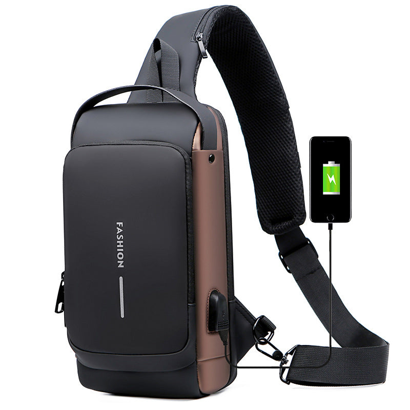 Waterproof and Theft-Resistant Shoulder Bag with USB Port | elesira