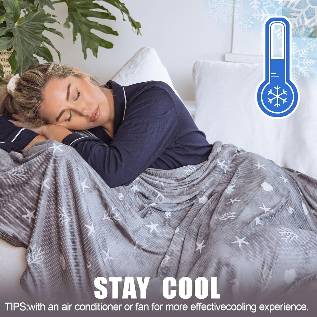 שמיכת טלוויזיה מקררת Coastal Comfort עם קירור דו-צדדי ונשימה טובה עבור מי שסובלים מחום בזמן השינה - Elesira
