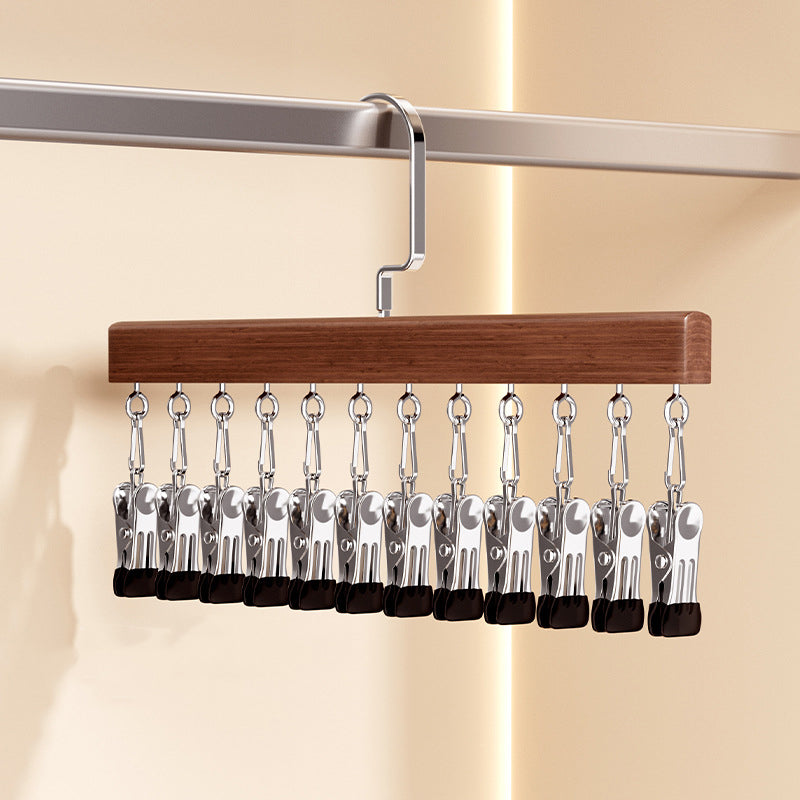 Wooden Clip Hanger for Closet Organization – Rotating Design | elesira