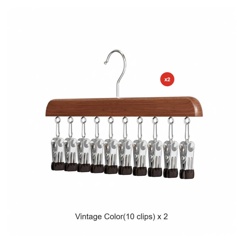 Wooden Clip Hanger for Closet Organization – Rotating Design | elesira